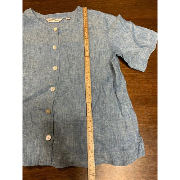 Orvis 100% Linen Lagenlook Cottage Core Women Small Top Boxy Oversized Light - Picture 5 of 8